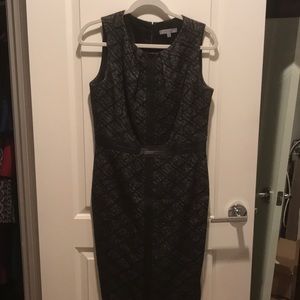 Dress with leather trim